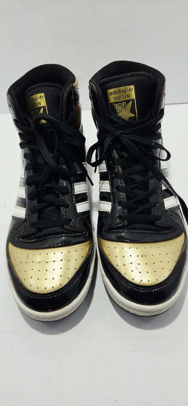 Adidas Top Ten RB Black Gold Patent Leather Men's Basketball Shoes FX7873 Size 1
